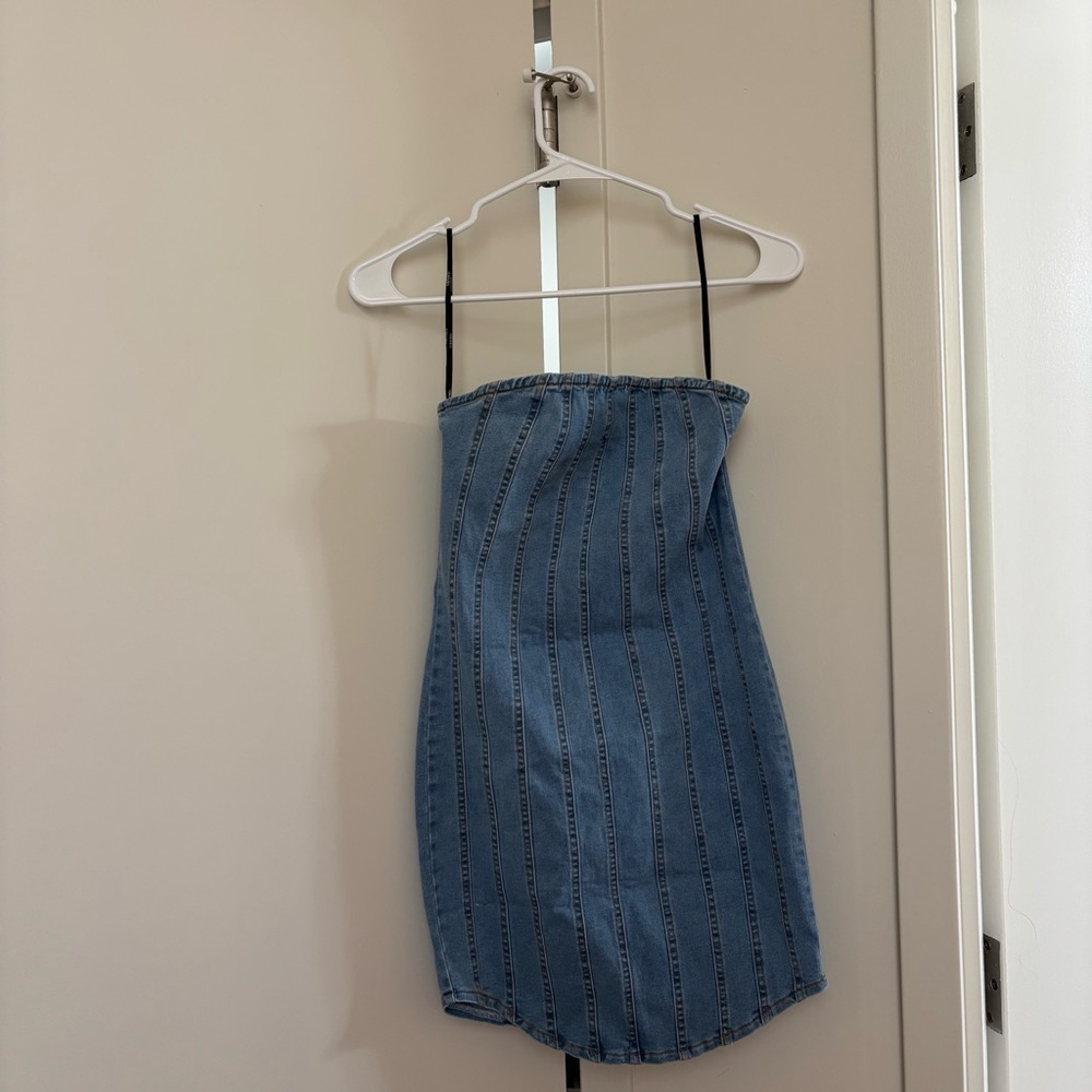 Forever 21 Blue Denim Strapless Bodycon Dress